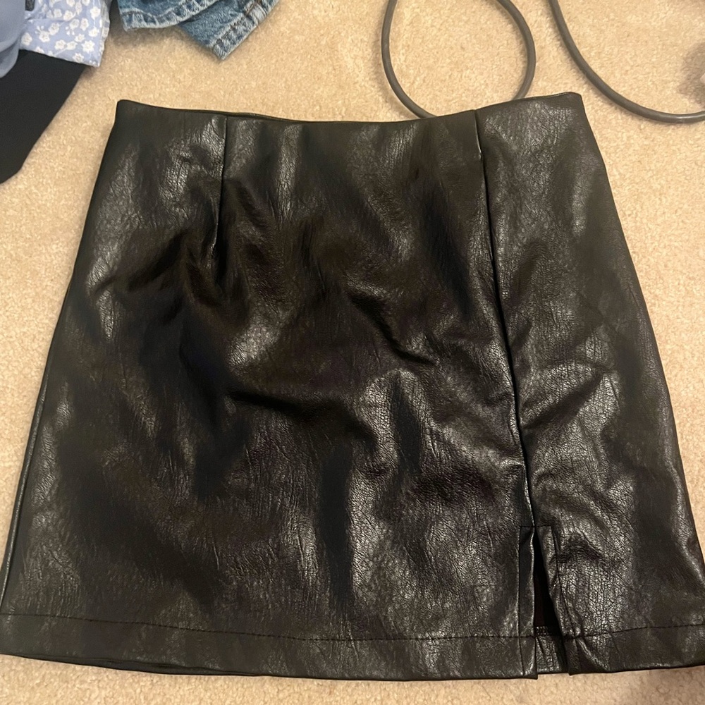 Black leather skirt